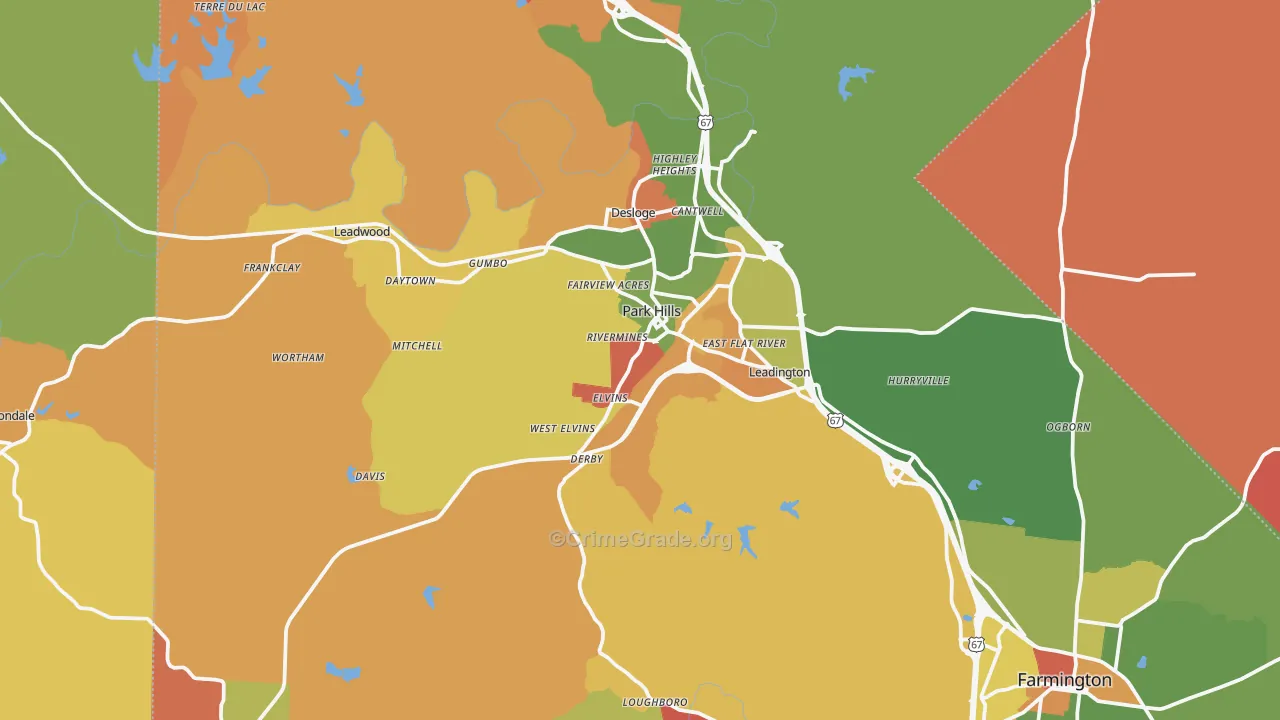 Park Hills, MO Map of Arson Rates