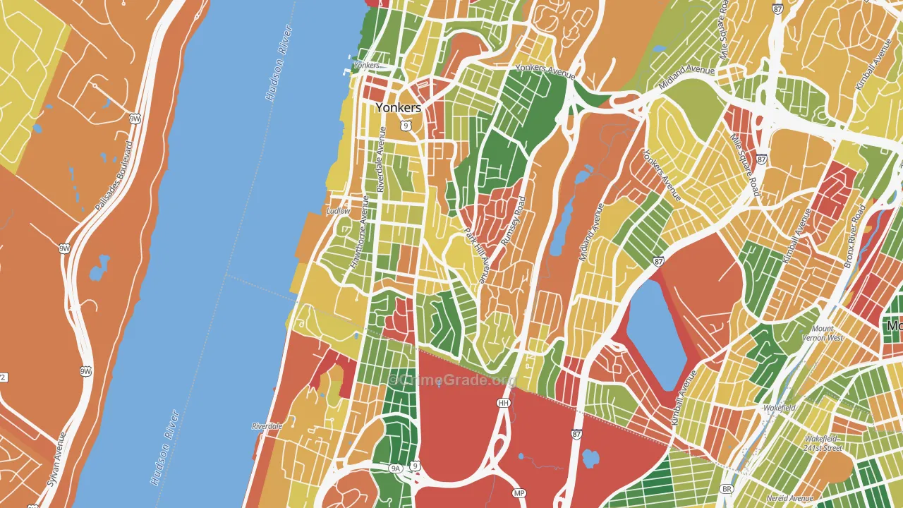 Park Hills, Yonkers, NY Map of Arson Rates