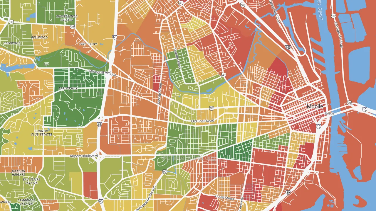 Park Place, Mobile, AL Map of Arson Rates