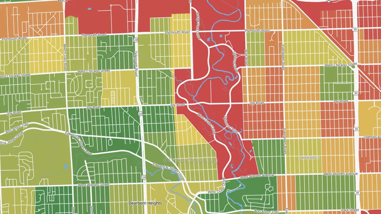 Park, Redford, MI Map of Arson Rates