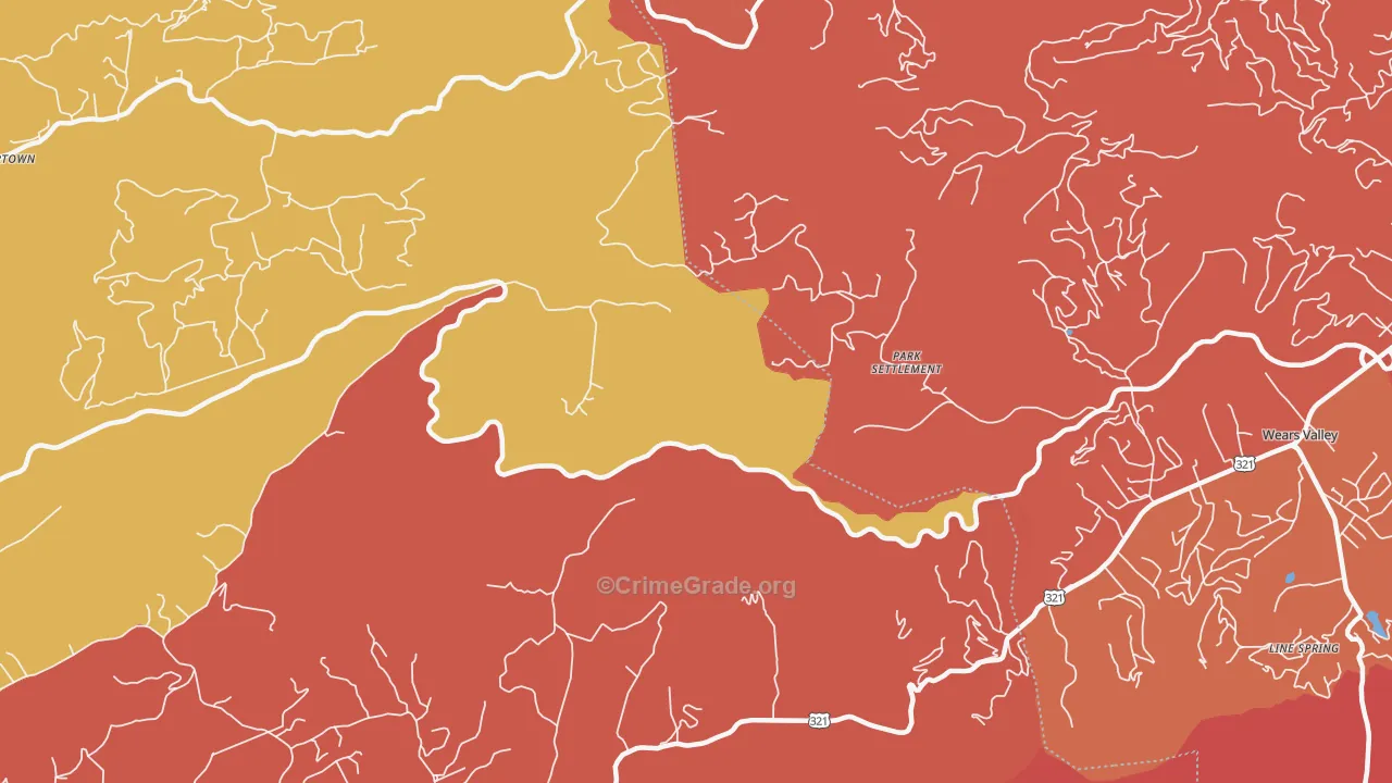 Park Settlement, TN Map of Arson Rates