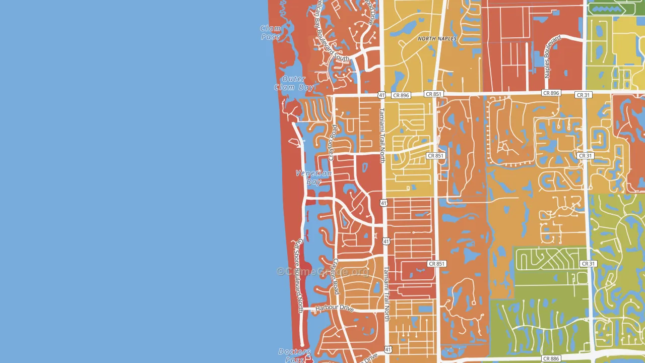 Park Shore, Naples, FL Map of Arson Rates