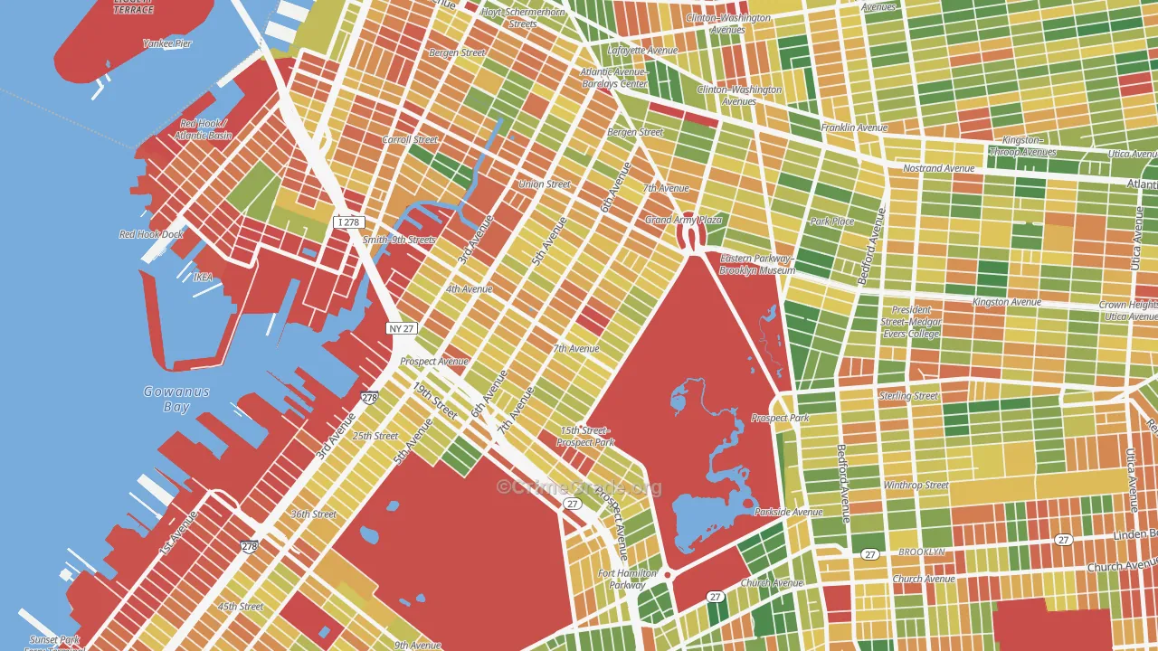 Park Slope, Brooklyn, NY Map of Arson Rates