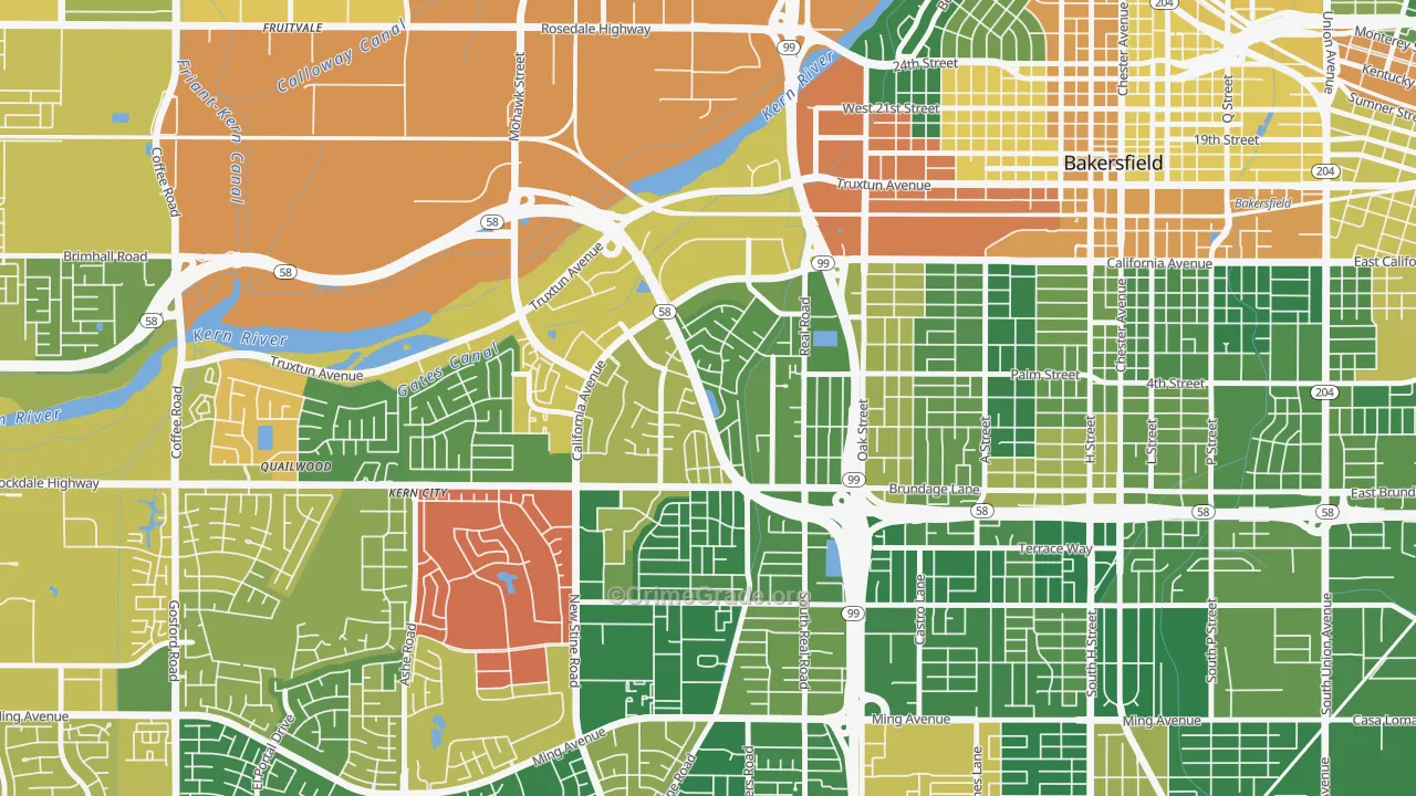 Park Stockdale, Bakersfield, CA Map of Arson Rates