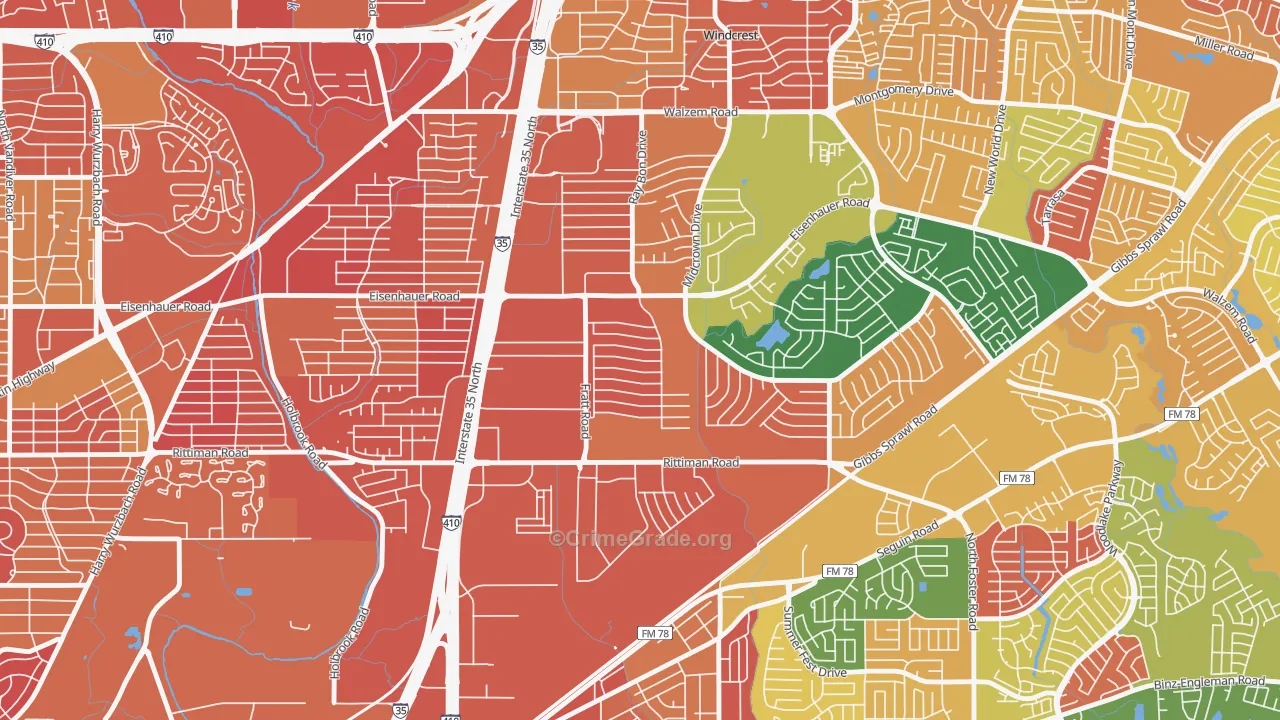 Park Village, San Antonio, TX Map of Arson Rates