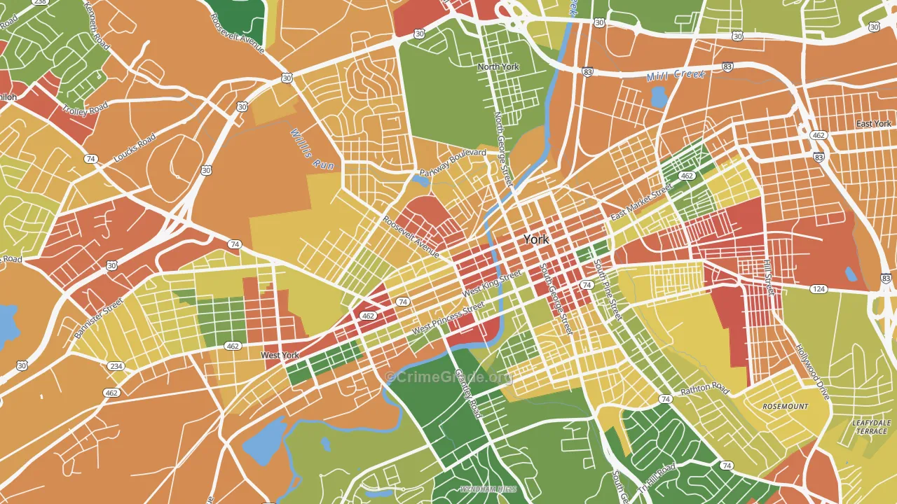 Park Village, York, PA Map of Arson Rates