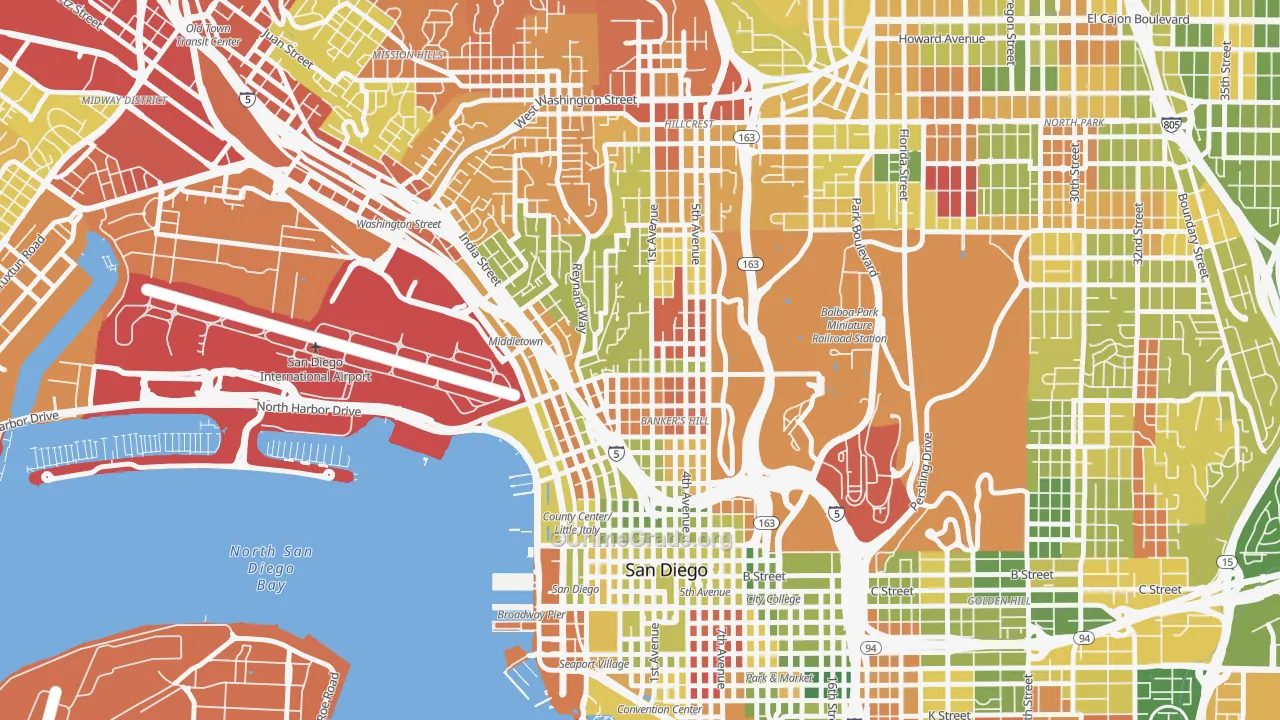 Park West, San Diego, CA Map of Arson Rates