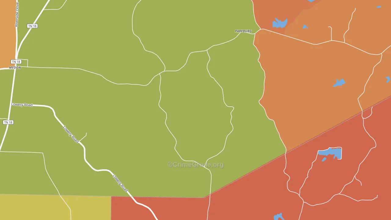 Parkburg, TN Map of Arson Rates
