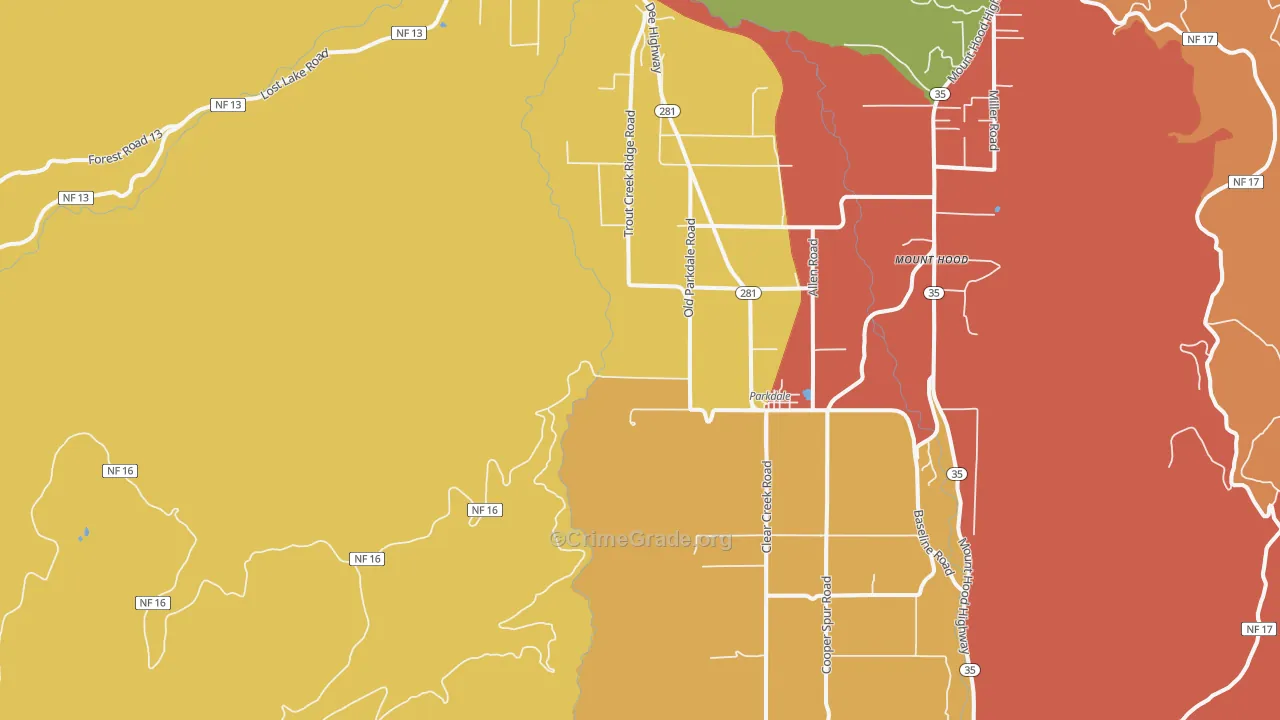 Parkdale, OR Map of Arson Rates