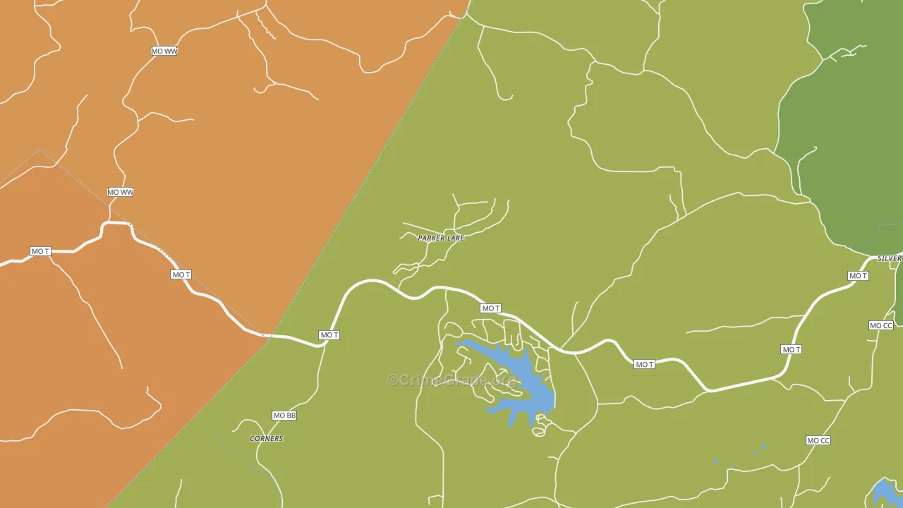 Parker Lake, MO Map of Arson Rates