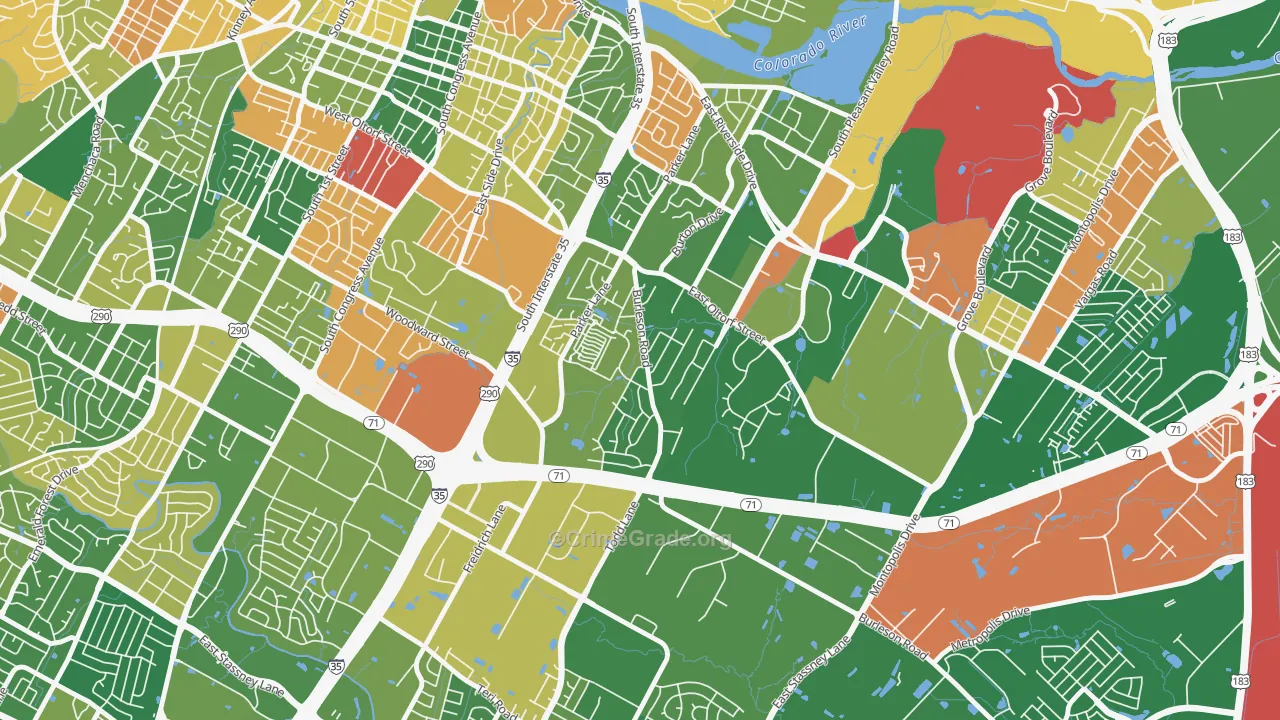 Parker Lane, Austin, TX Map of Arson Rates