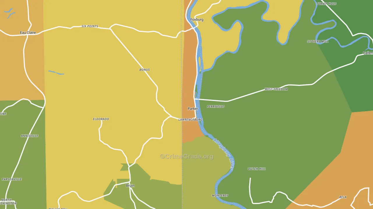 Parker, PA Map of Arson Rates