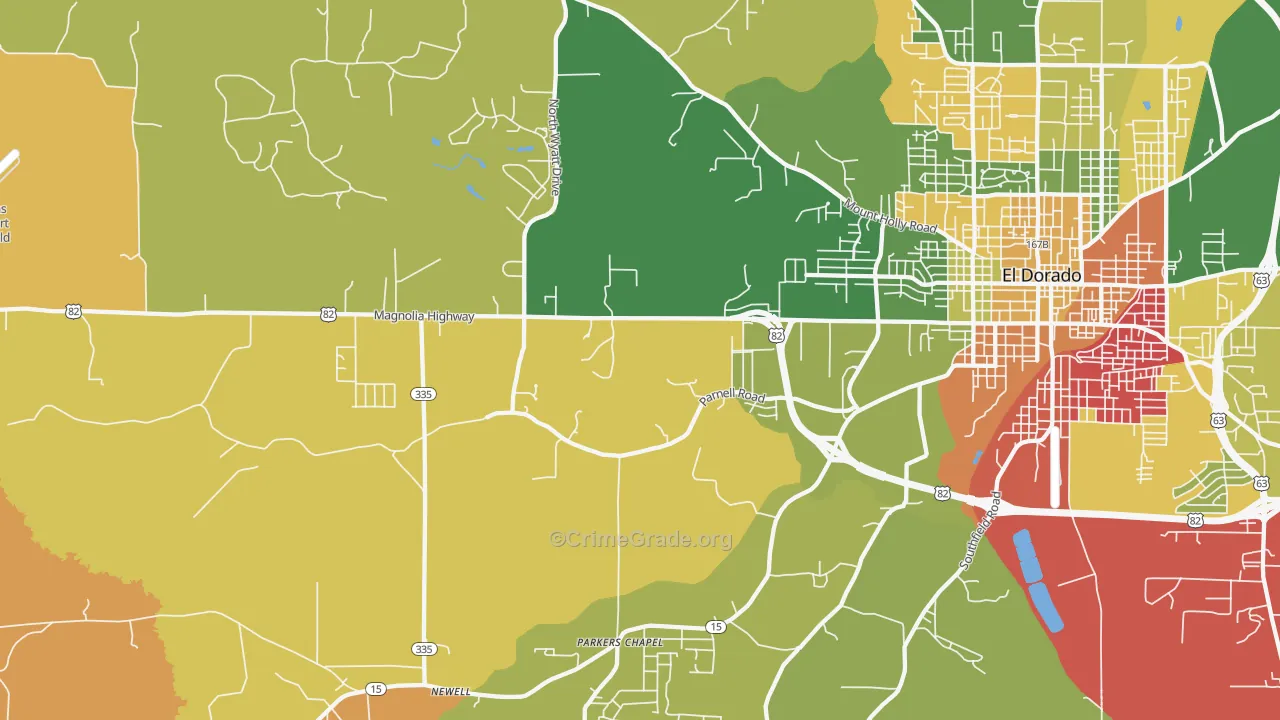 Parkers Chapel, AR Map of Arson Rates