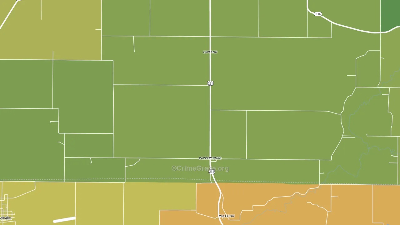 Parkersburg, IN Map of Arson Rates