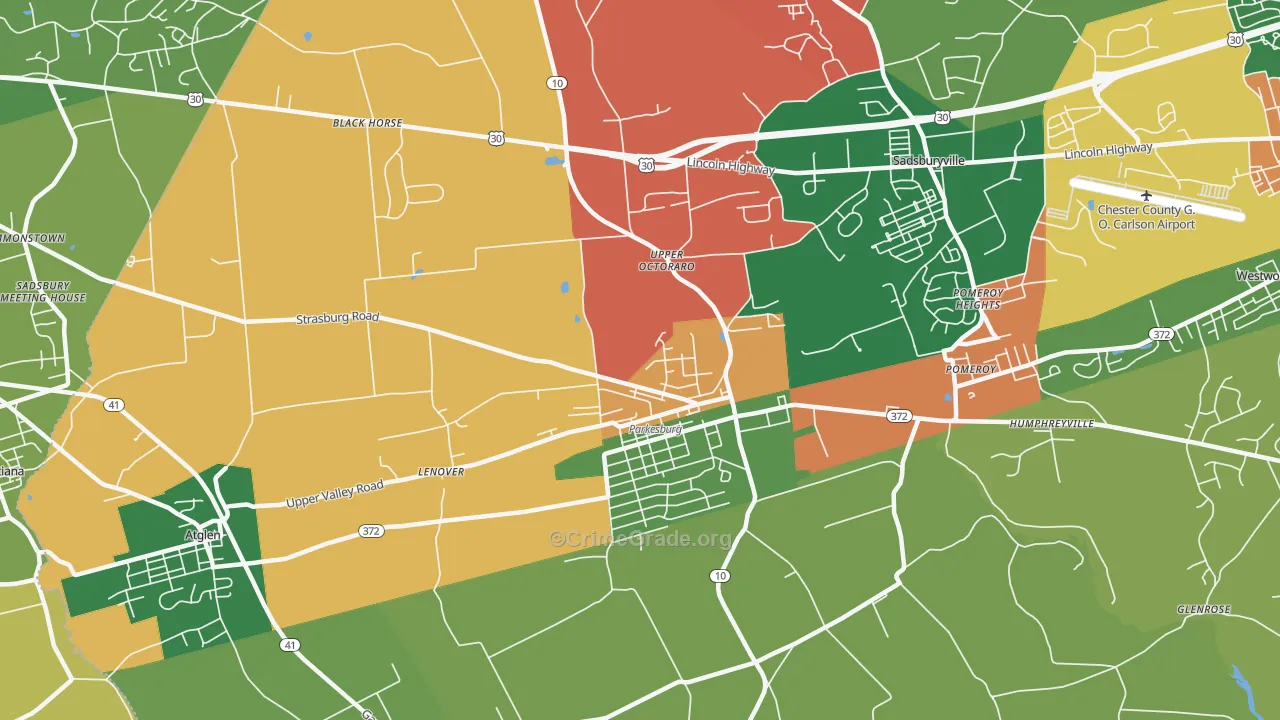 Parkesburg, PA Map of Arson Rates