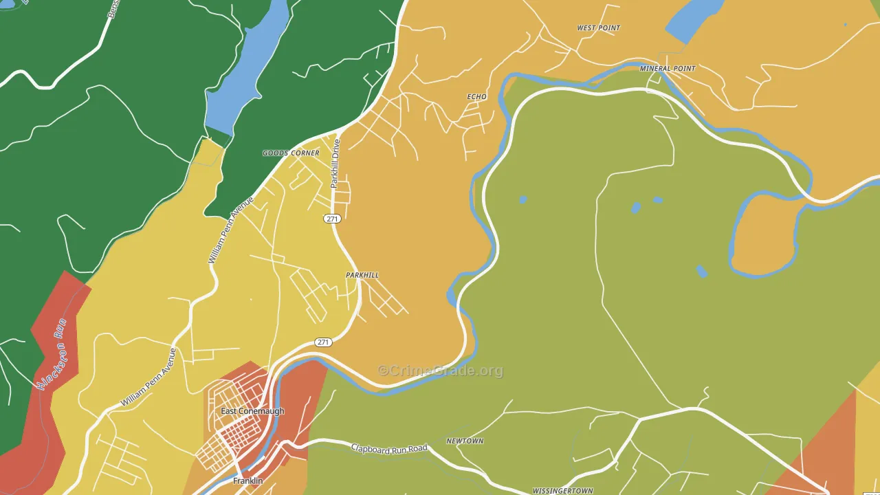 Parkhill, PA Map of Arson Rates