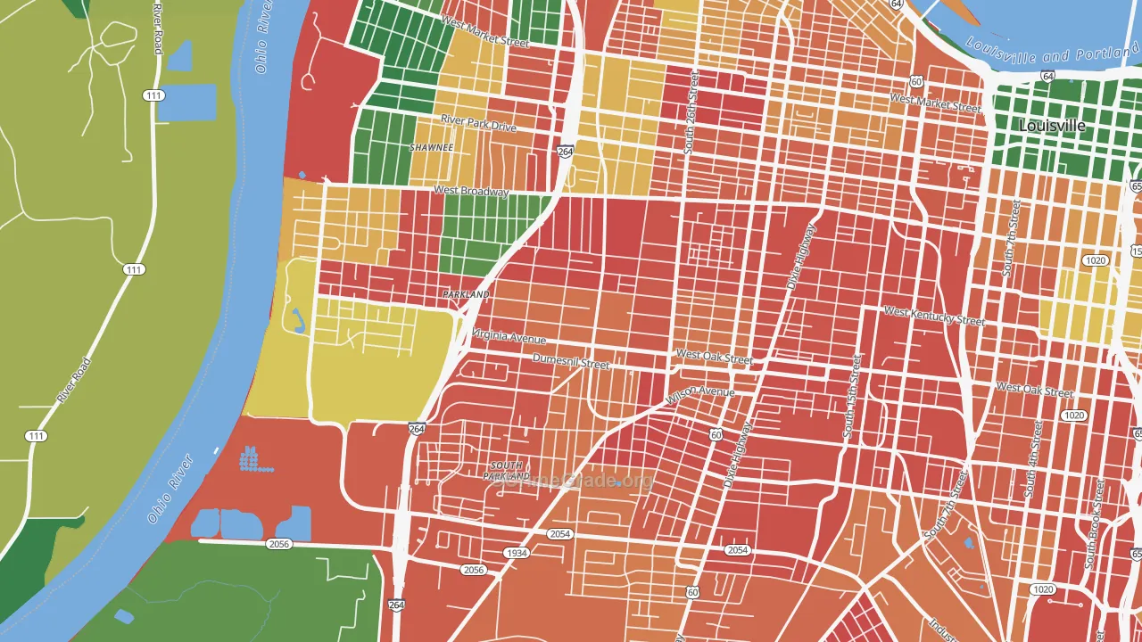 Parkland, Louisville, KY Map of Arson Rates