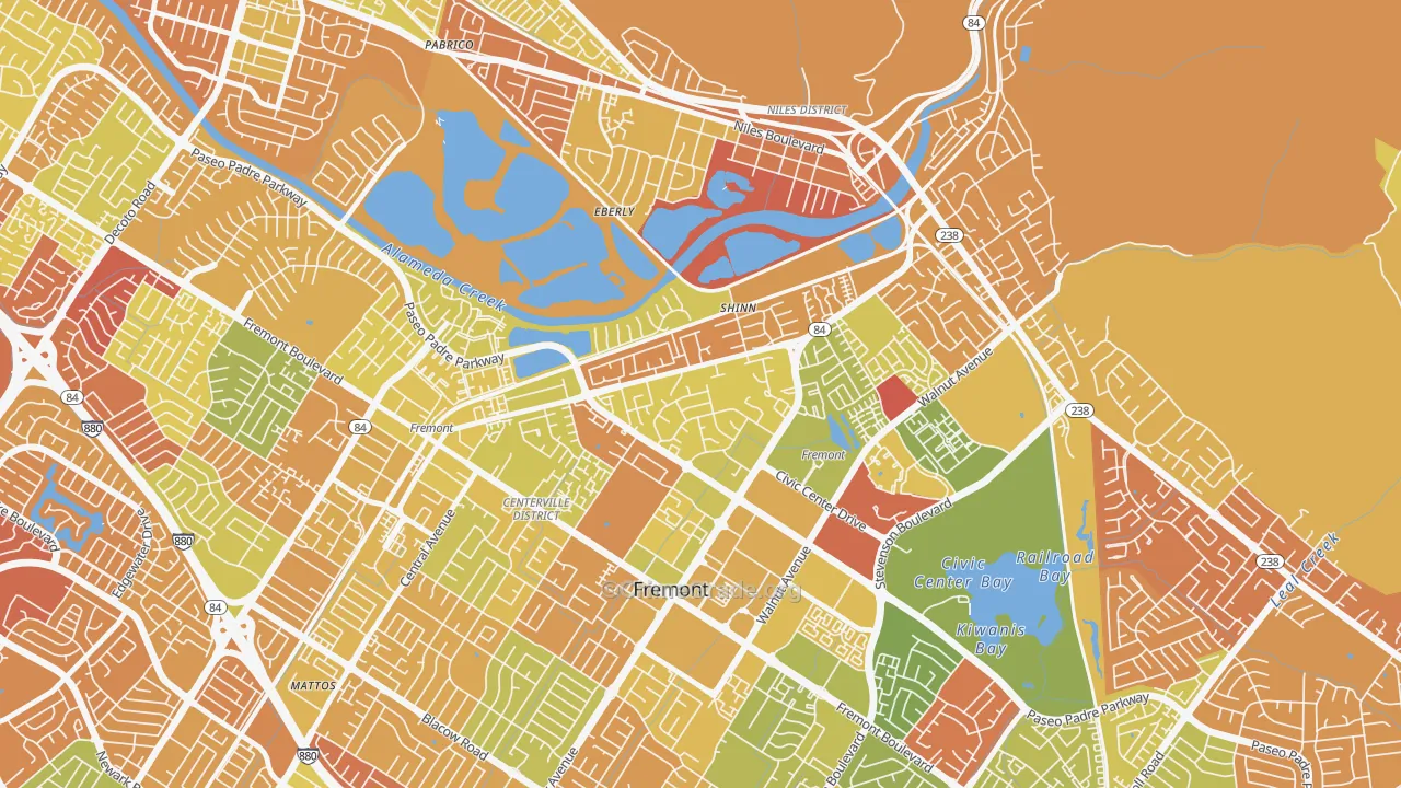 Parkmont, Fremont, CA Map of Arson Rates