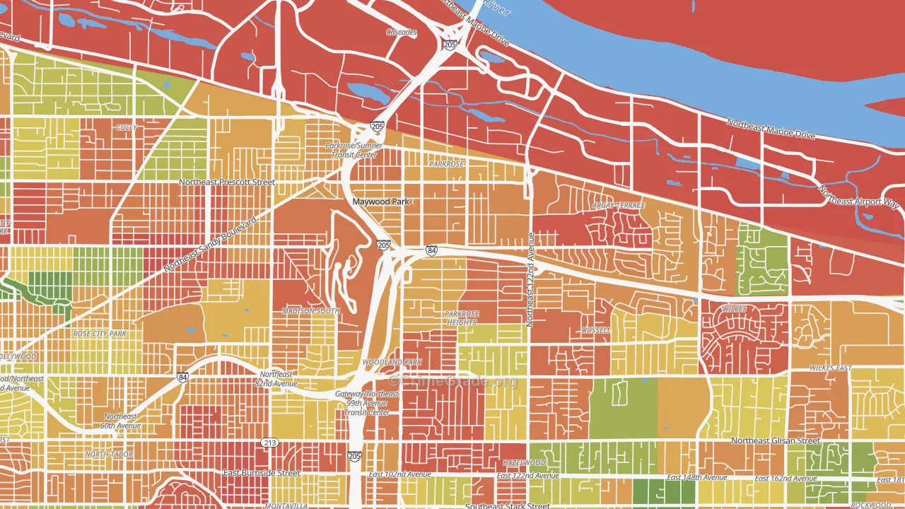 Parkrose, Portland, OR Map of Arson Rates