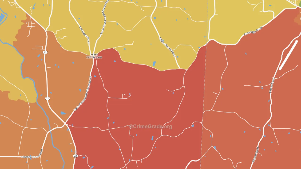 Parks Crossroads, NC Map of Arson Rates