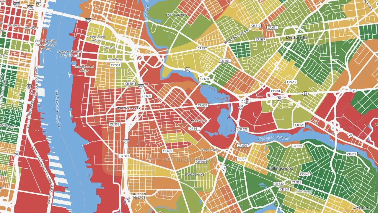 Parkside, Camden, NJ Map of Arson Rates