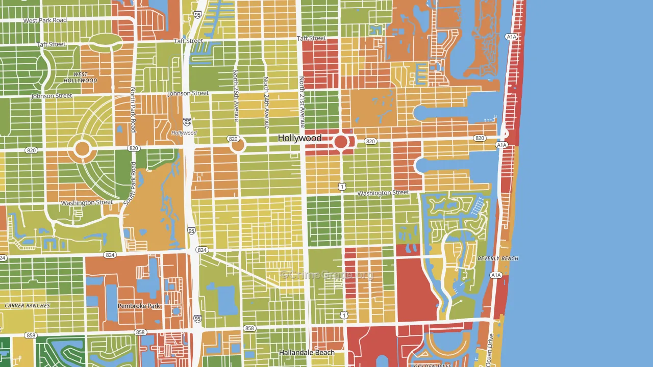 Parkside, Hollywood, FL Map of Arson Rates