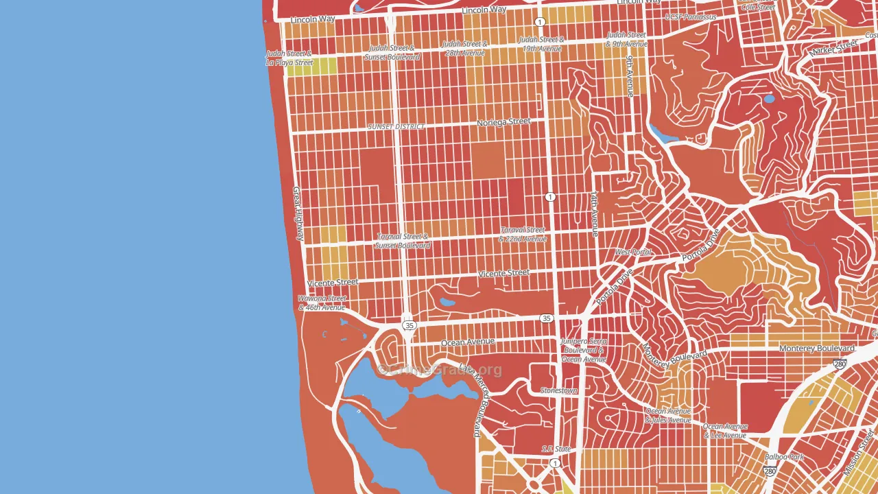 Parkside, San Francisco, CA Map of Arson Rates