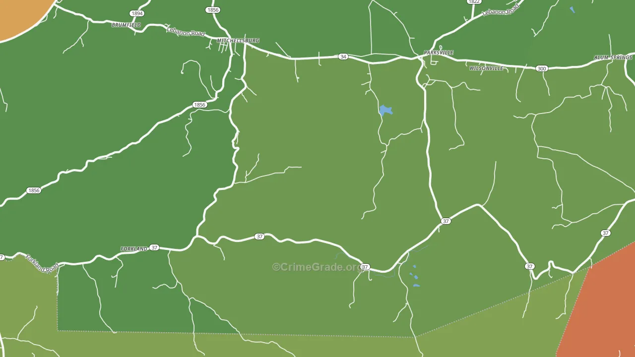 Parksville, KY Map of Arson Rates