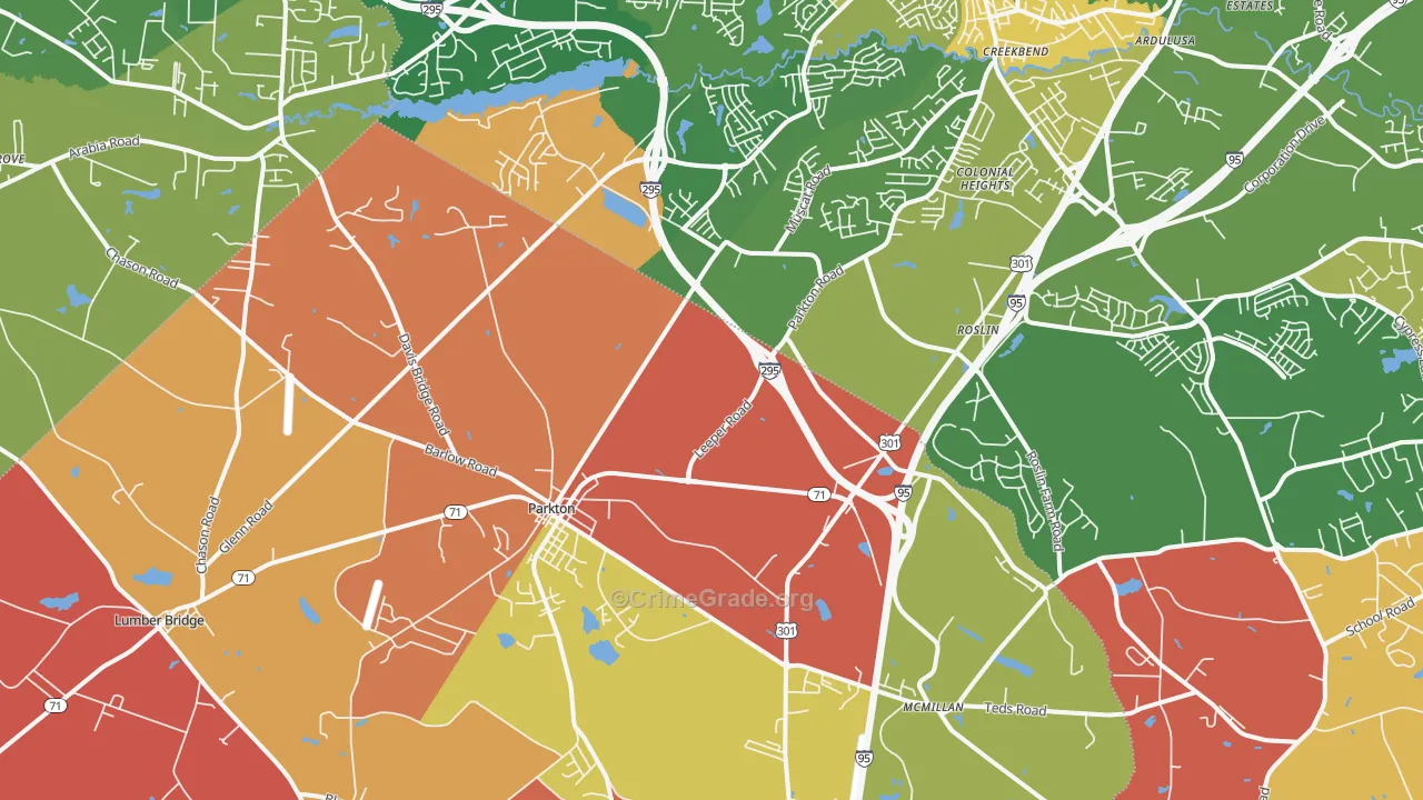 Parkton, NC Map of Arson Rates
