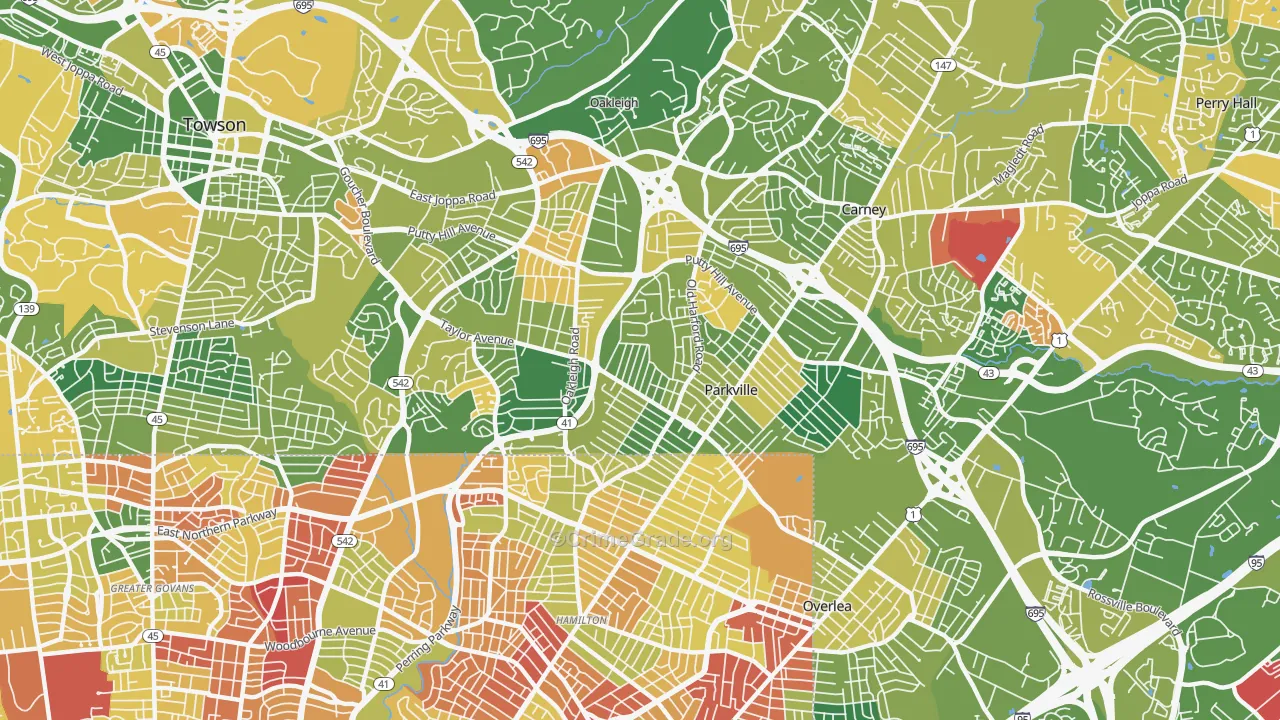 Parkville, MD Map of Arson Rates