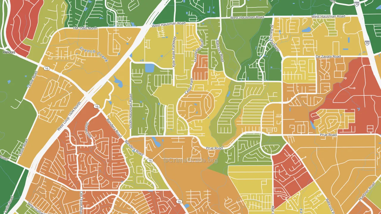 Parkwood Maintenance, San Antonio, TX Map of Arson Rates