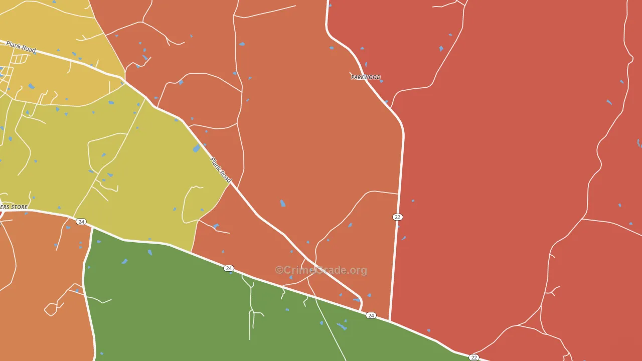 Parkwood, NC Map of Arson Rates