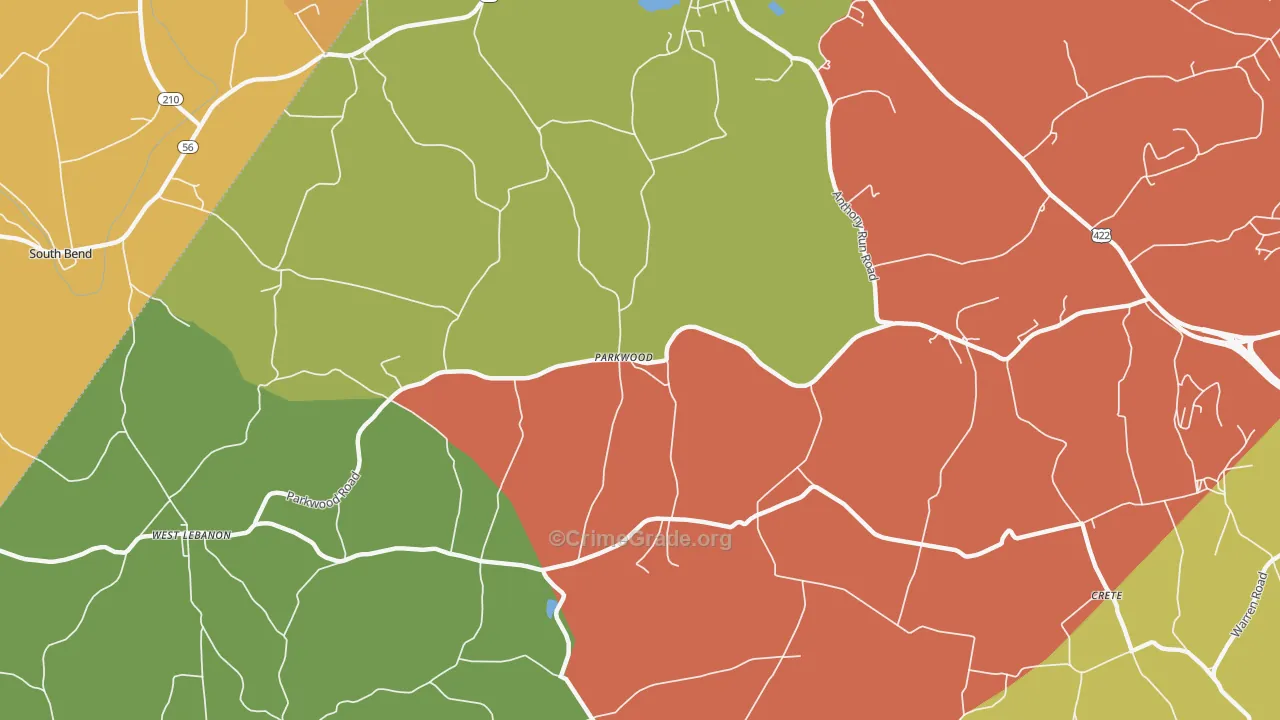 Parkwood, PA Map of Arson Rates