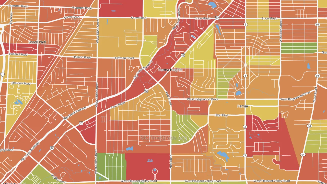 Parma Heights, OH Map of Arson Rates
