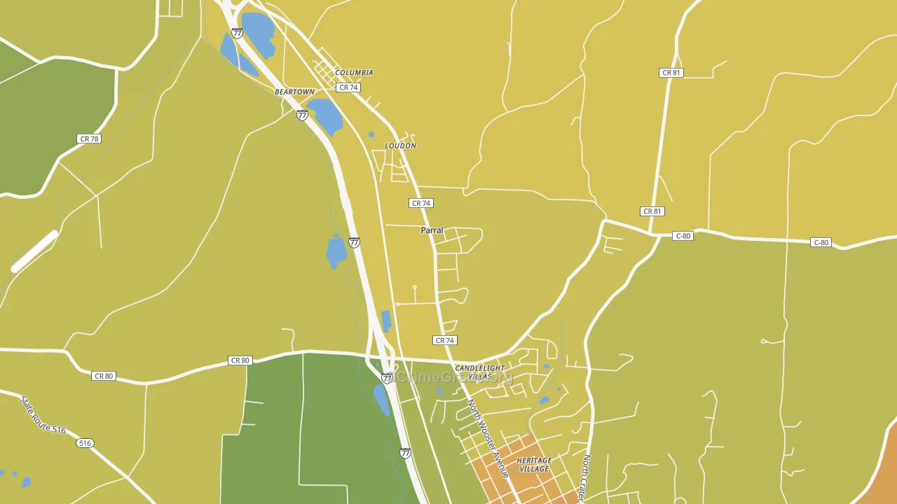 Parral, OH Map of Arson Rates