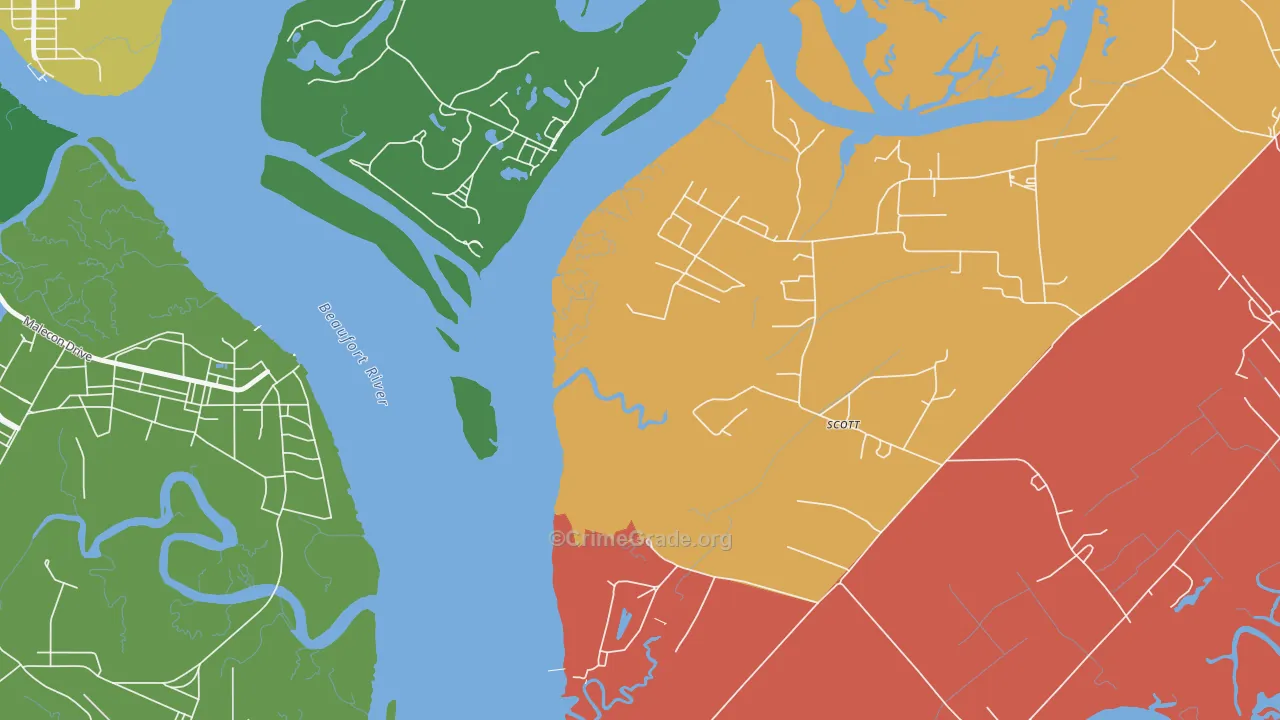 Parris Island, SC Map of Arson Rates