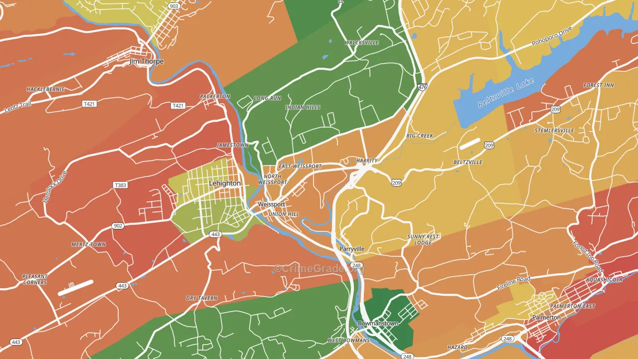 Parryville, PA Map of Arson Rates