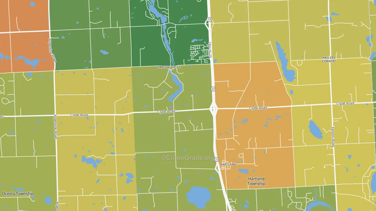 Parshallville, MI Map of Arson Rates