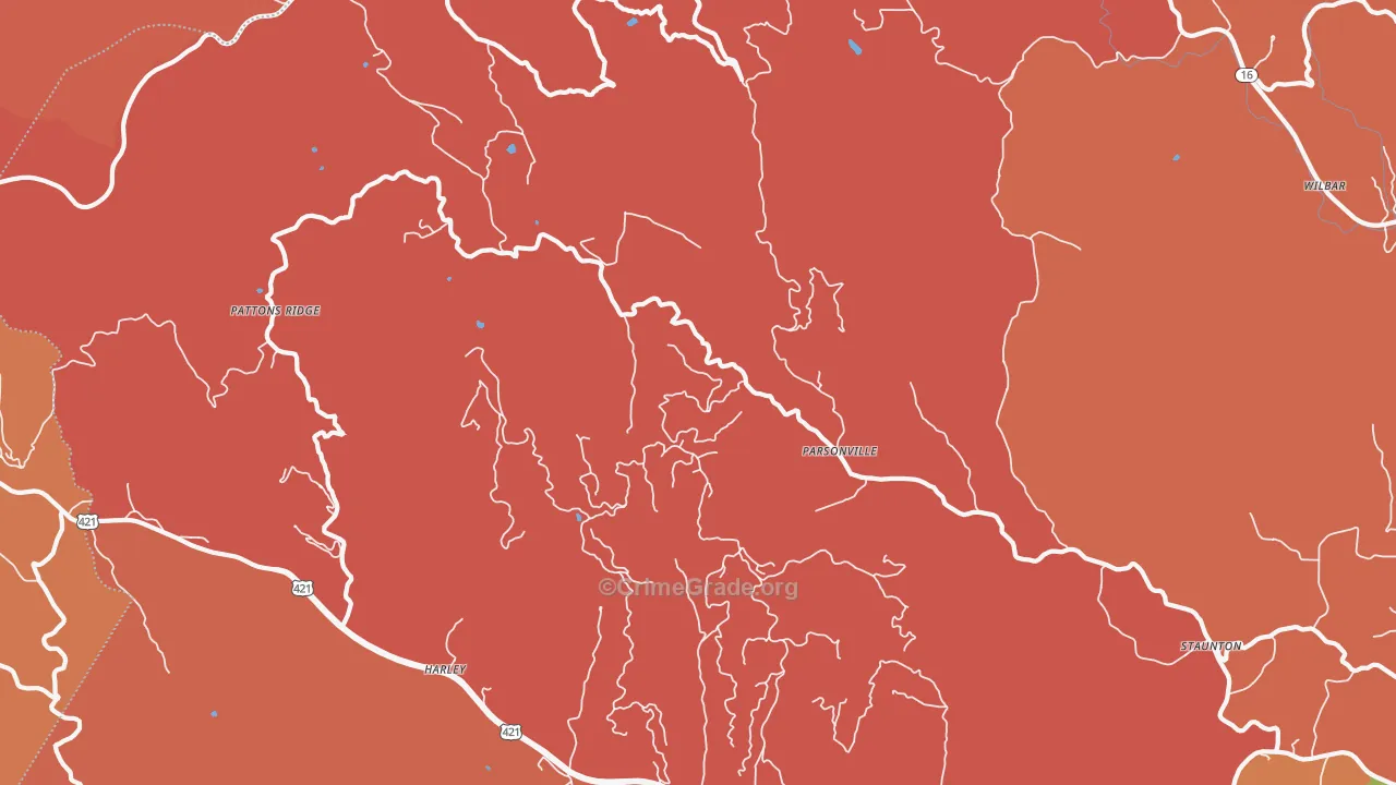 Parsonville, NC Map of Arson Rates