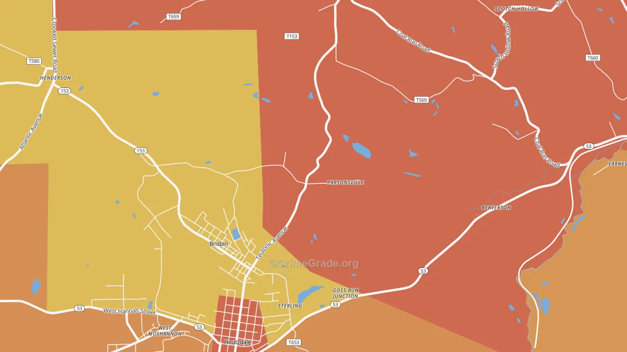 Parsonville, PA Map of Arson Rates
