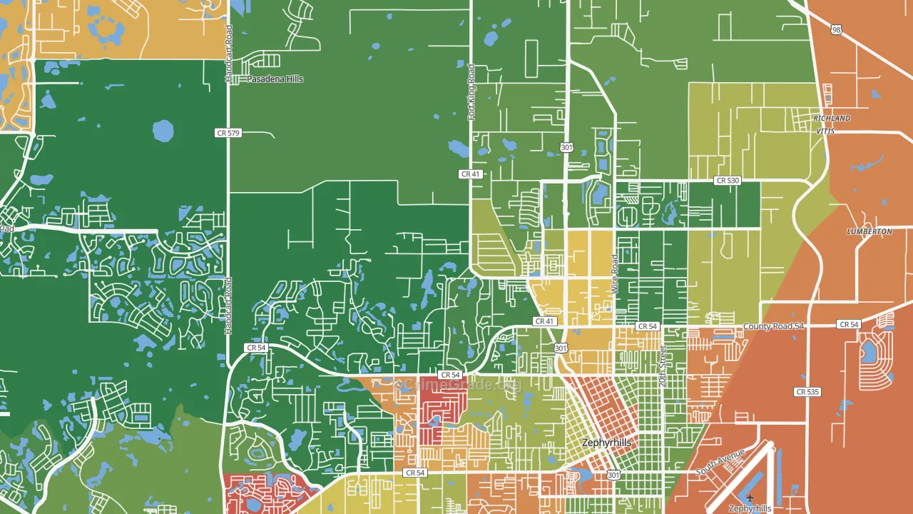 Pasadena Hills, FL Map of Arson Rates
