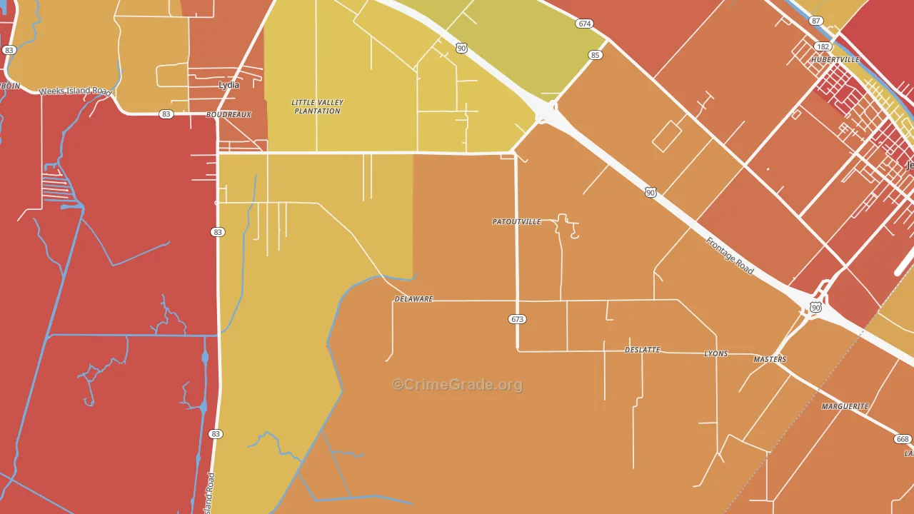 Patoutville, LA Map of Arson Rates