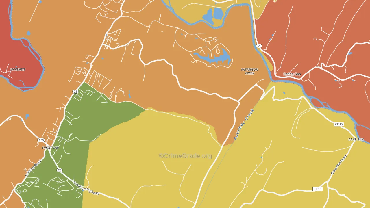 Patterson Creek, WV Map of Arson Rates