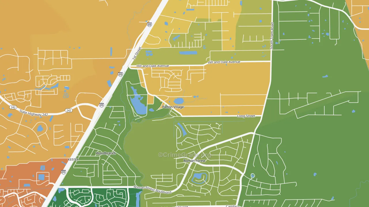 Patton Village, TX Map of Arson Rates