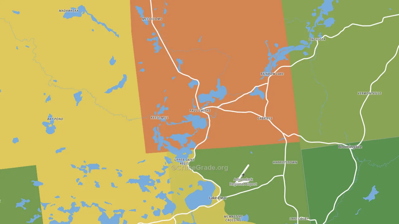 Paul Smiths, NY Map of Arson Rates