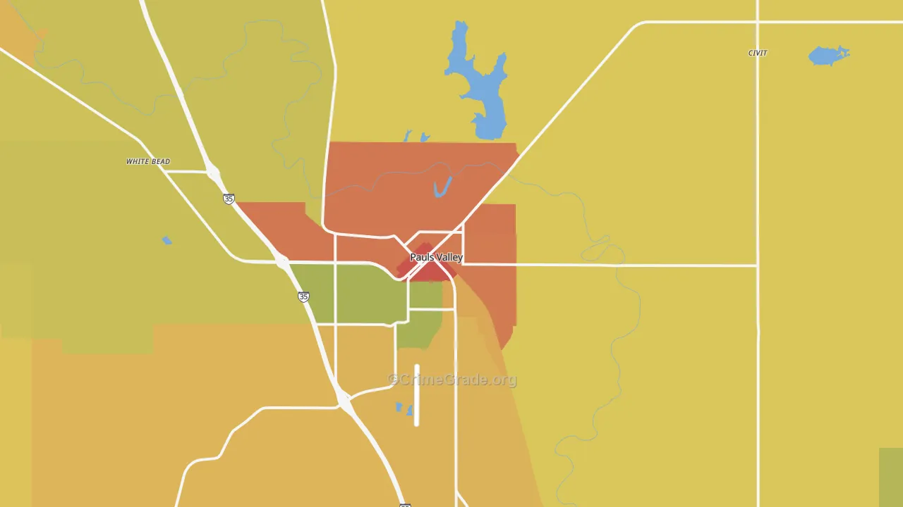 Pauls Valley, OK Map of Arson Rates