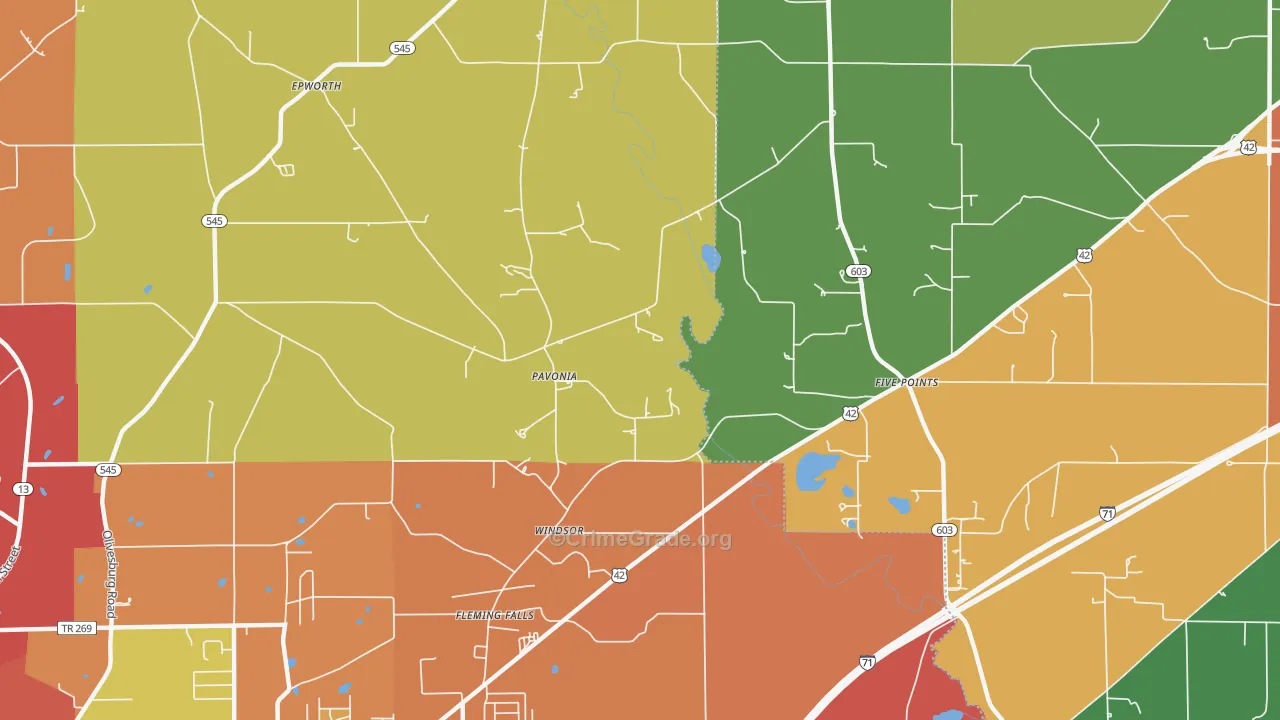 Pavonia, OH Map of Arson Rates