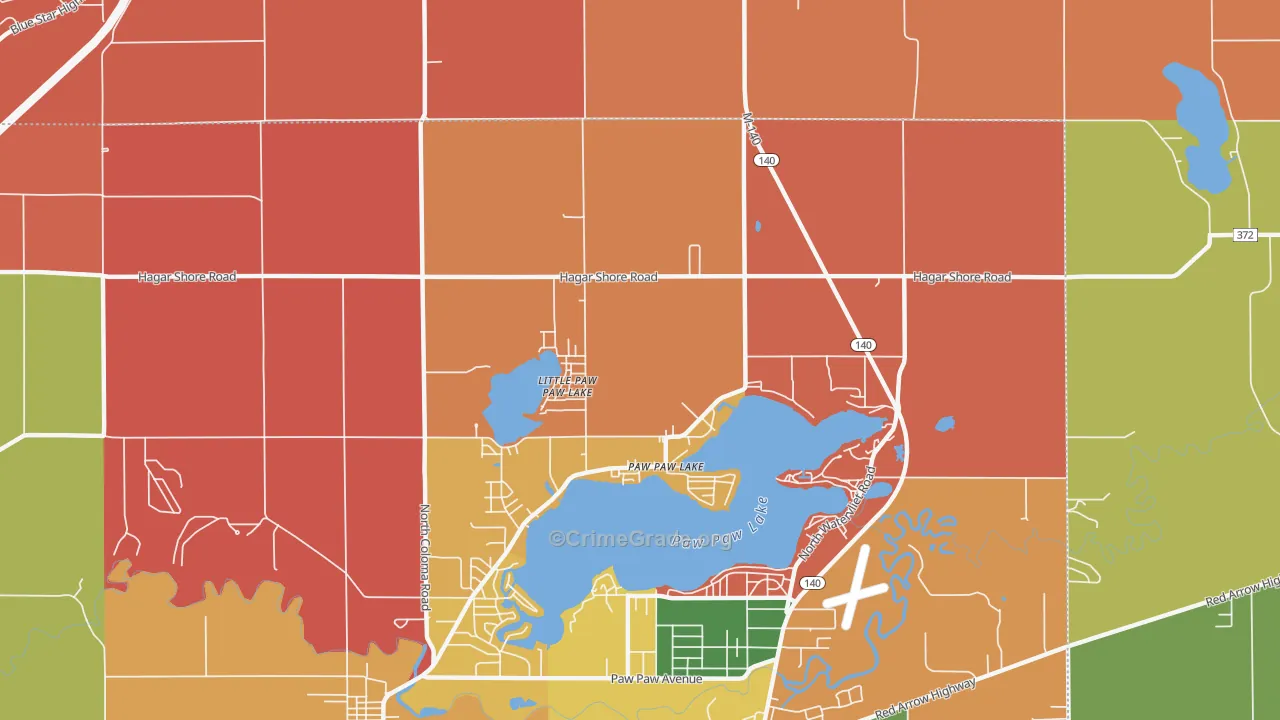 Paw Paw Lake, MI Map of Arson Rates