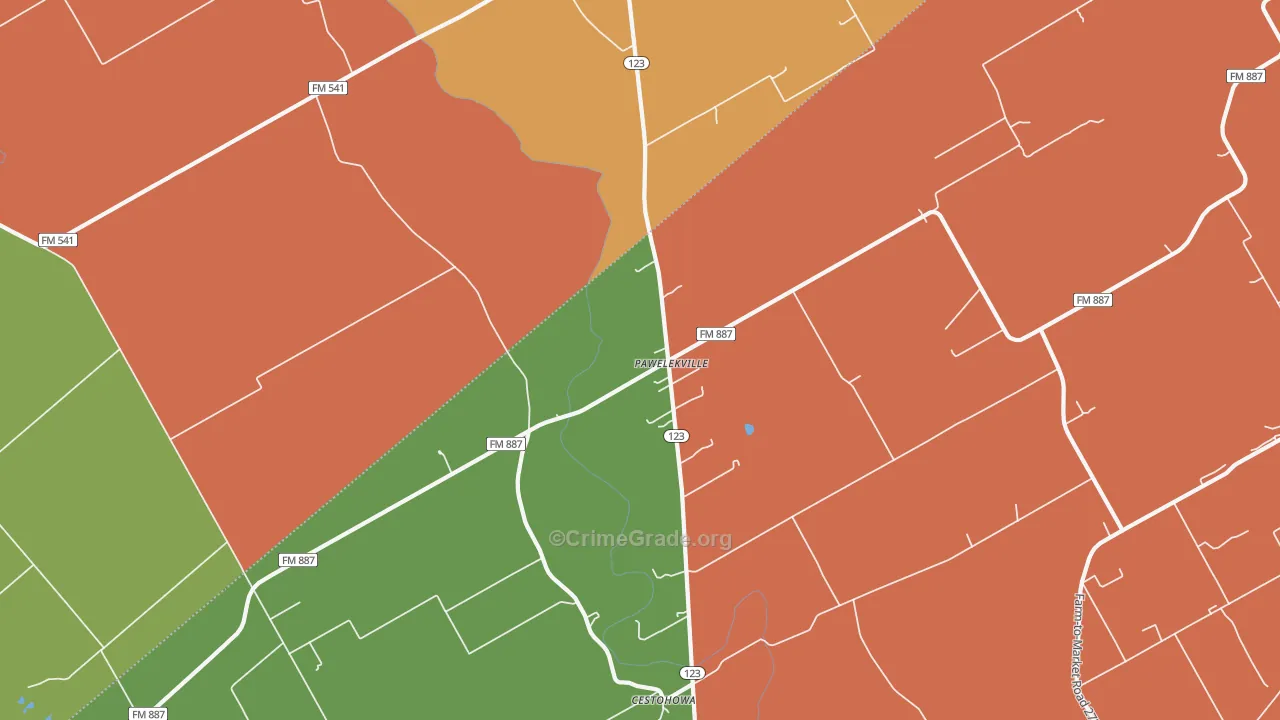 Pawelekville, TX Map of Arson Rates
