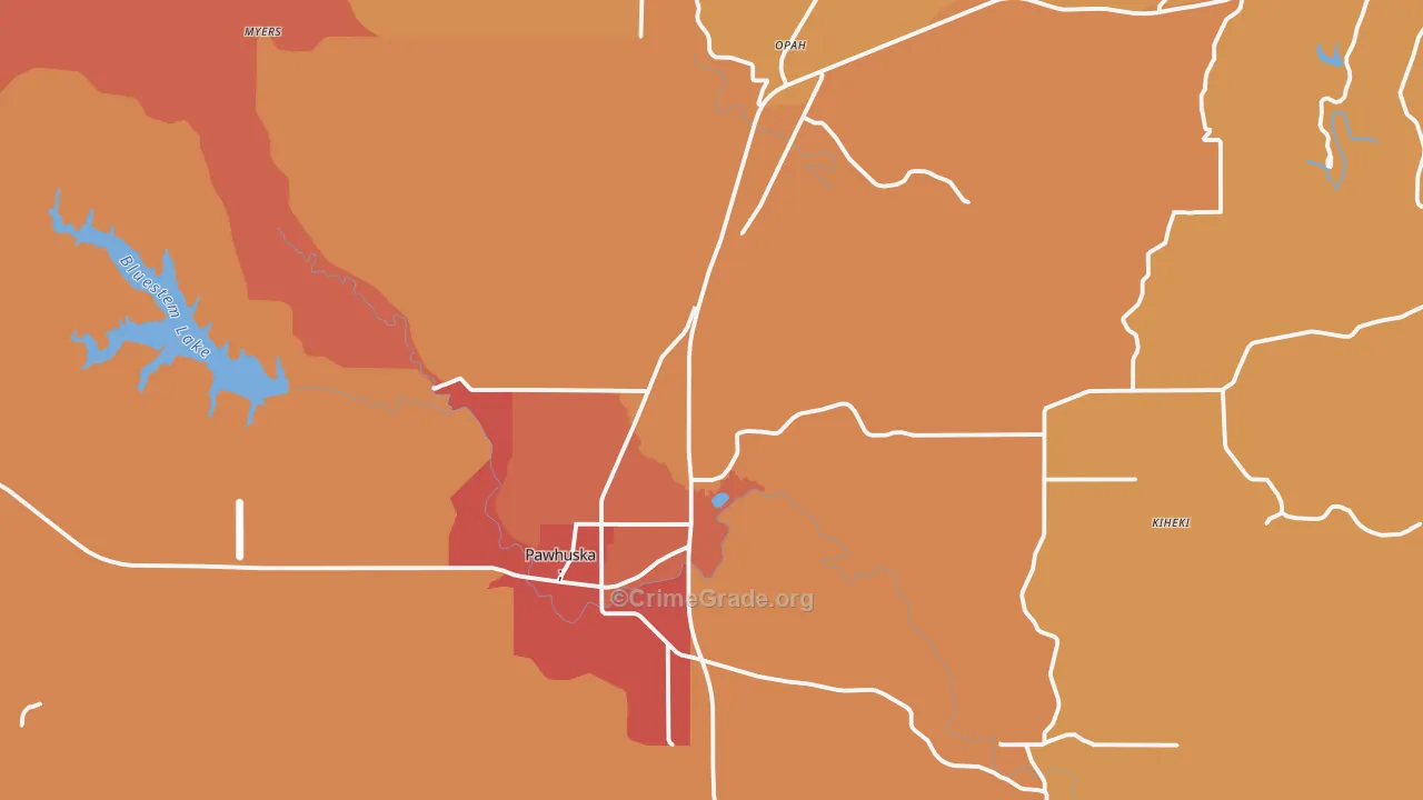 Pawhuska, OK Map of Arson Rates